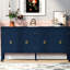 Navy Blue Sideboard With Captivating Geometric Patterns And Retro Metal Handles Timeless Elegance In Blue, Designs, Vintage Handles,-1842537739