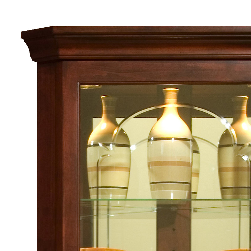 Goode Spenser Lighted Corner Curio Cabinet, Cherry