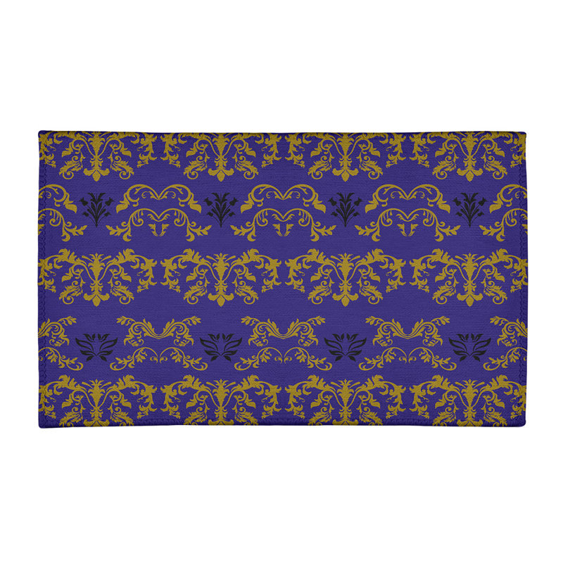 Tapis mauve / jaune Damask, Rectangle de 3 pi x 5 pi