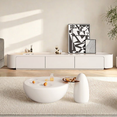 Meuble télé et table basse de style crème