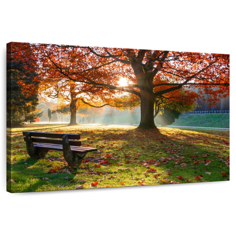 Harnek Park Bench In Autumn, 32" H x 48" W