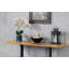 Table de canapé de style industriel 1pc avec base en forme de U, plateau en bois reproduit en chêne rustique et finition sable noir