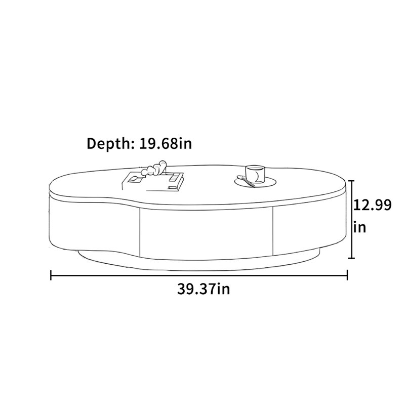 Table basse Minimalist, White, H 12,99 po x L 39,37 po x l 19,68 po