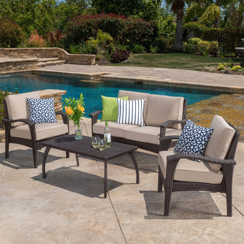 Honolulu 4pc PE Wicker Set (Kd), Brown