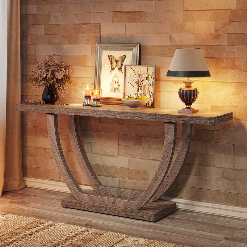 Rahmel 62.99" Long Console Table, Industrial Entryway Table, Brown