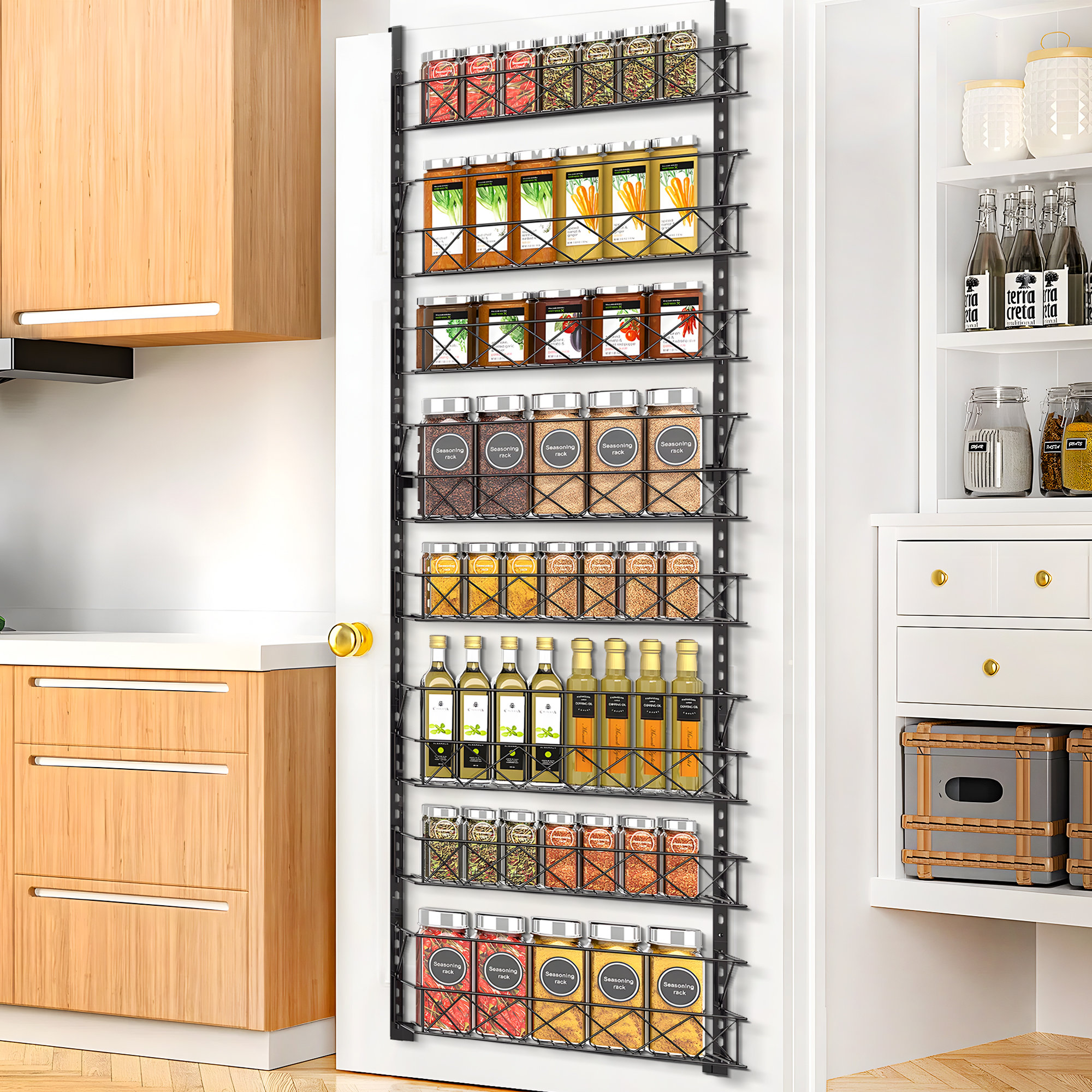 Door Pantry Organizer Rack Spice Rack To Hang On Cabinet Door Back