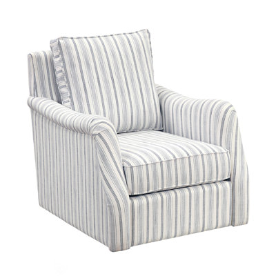 Elegance Comfort Swivel Chair Upholstered Striped Fabric, Ideal For Modern Living Rooms With Plywood Frame And Metal Base.