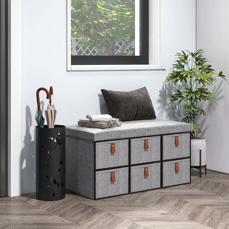 6 Pair Shoe Storage Bench, Grey