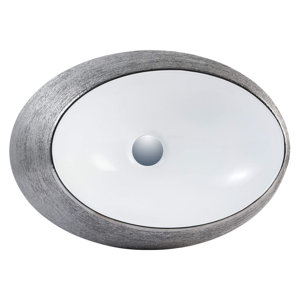 Vitreous China Oval Vessel Bathroom Sink with Overflow