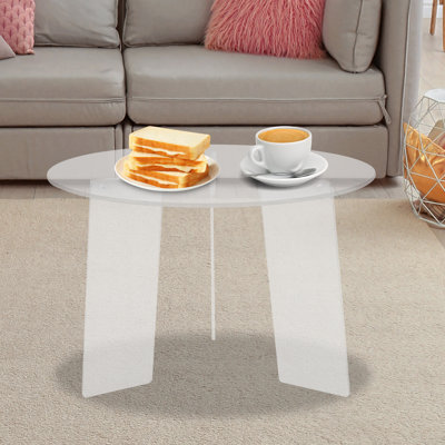 23.6" Modern Round Acrylic Coffee Table Side Table