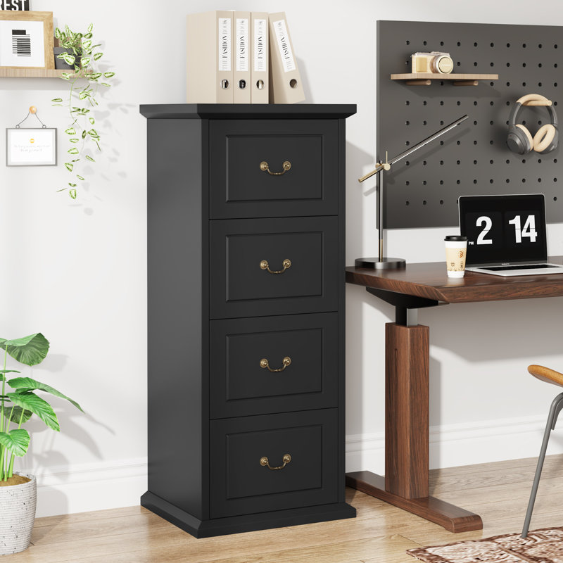 Wylde 4 Drawer Vertical Filing Cabinet, Black