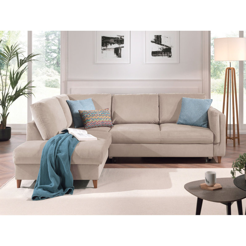 5 Seater Sofa Bed, Beige, Left Hand Facing