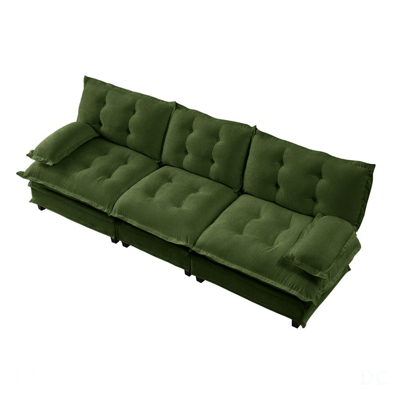 107-Inch 3-Seater Cloud Sofa, Modular Sectional Couch With Comfy Lattice Cushions And Breathable Chenille Fabric For Modern Living Rooms