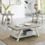 Ensemble de 3 tables basses en bois patiné gris et beige Athens