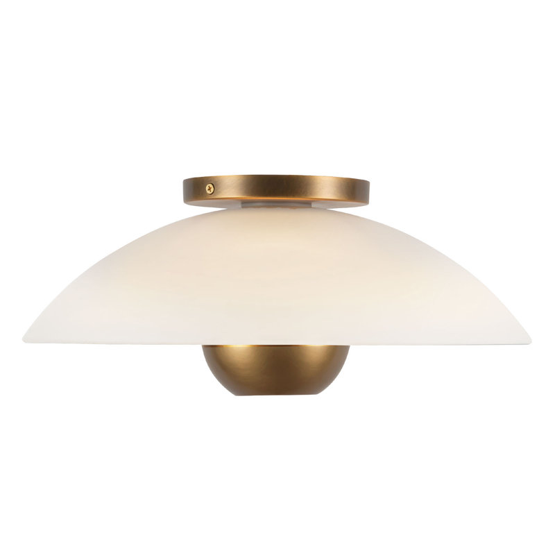 Umbra 14-in Black Semi-Flush Mount, Antique Brass, Steel and Glass