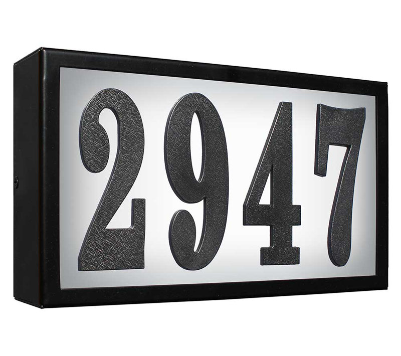 Black Coated Metal LED Lighted Address Plaque
