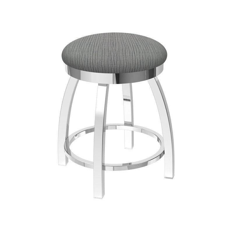 802 Misha Swivel Vanity Stool with Upholstered Seat, Chrome, Fabric-Graph Alpine