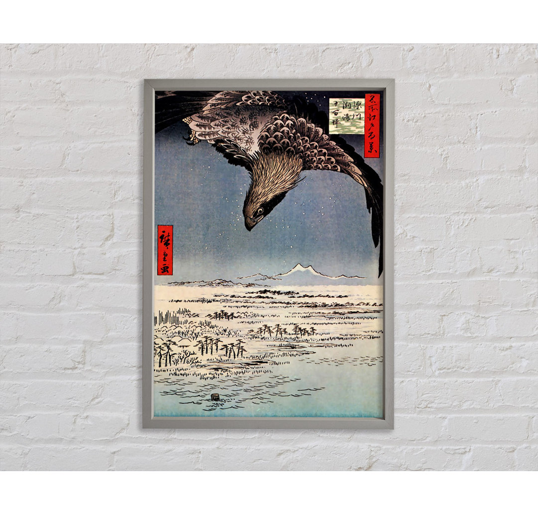 Hiroshige Vogel im Flug - Einzelner Bilderrahmen Kunstdrucke auf Leinwand