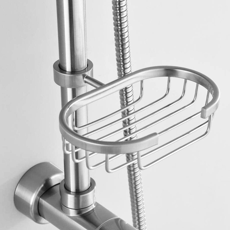 Ensemble de douche de salle de bain avec 5 réglages de main et d'angle réglables, robinet en nickel brossé, caractéristique
