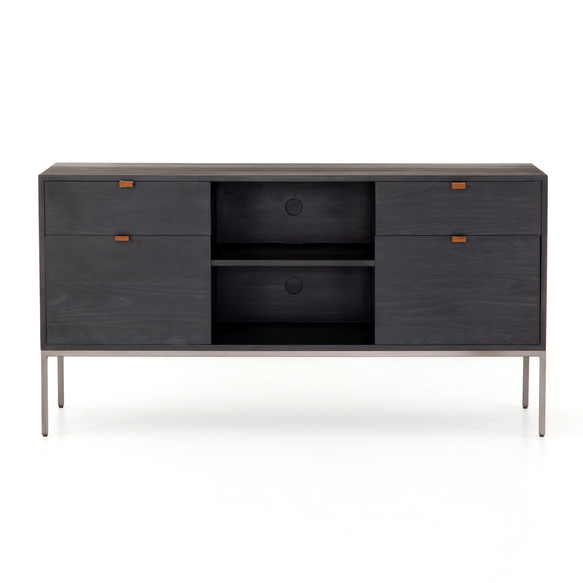 Loki 4 - Drawer Filing Credenza, Black Wash Poplar