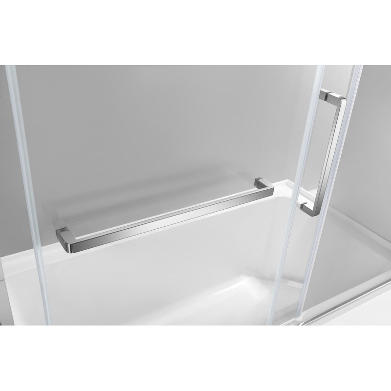 Kingston Brass 60-Inch Acrylic Rectangular 3-Wall Anti-Skid Alcove Tub With Tub Door, Left Hand Drain, Left, Polished Chrome