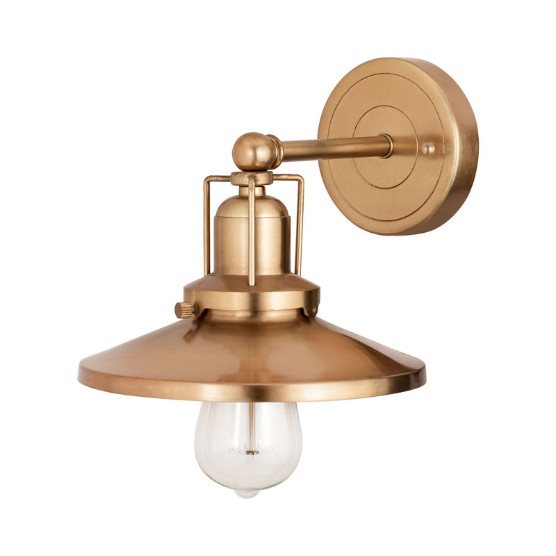 Applique murale à 1 lumière de 7 po de haut English Brass - laiton satiné