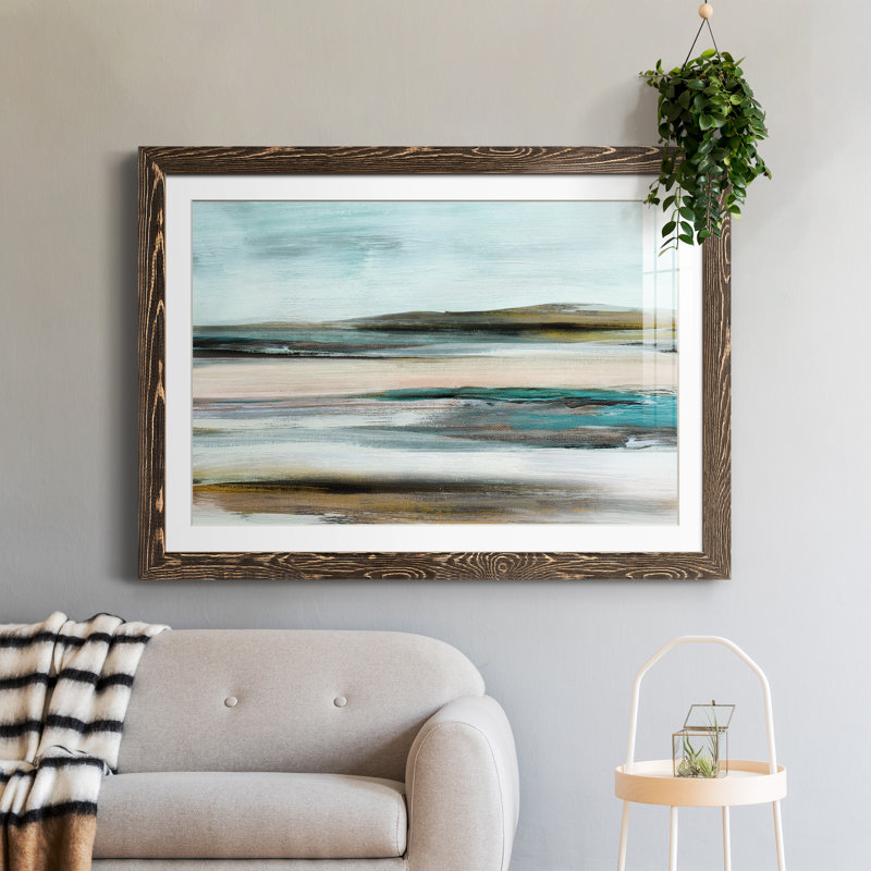 Shifting Horizons - Peinture encadrée, H 37,5 po x l 27,5 po x P 1,5 po, Encadré de bois de noyer