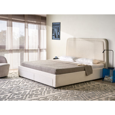 Upholstered Boucle Drawers Bed