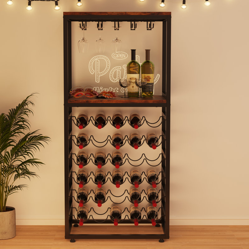 Floor Wine Bottle Rack Rustic Brown