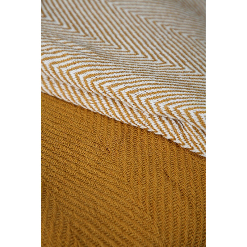  Jeté luxueux 100% coton, Jaune, Chevrons