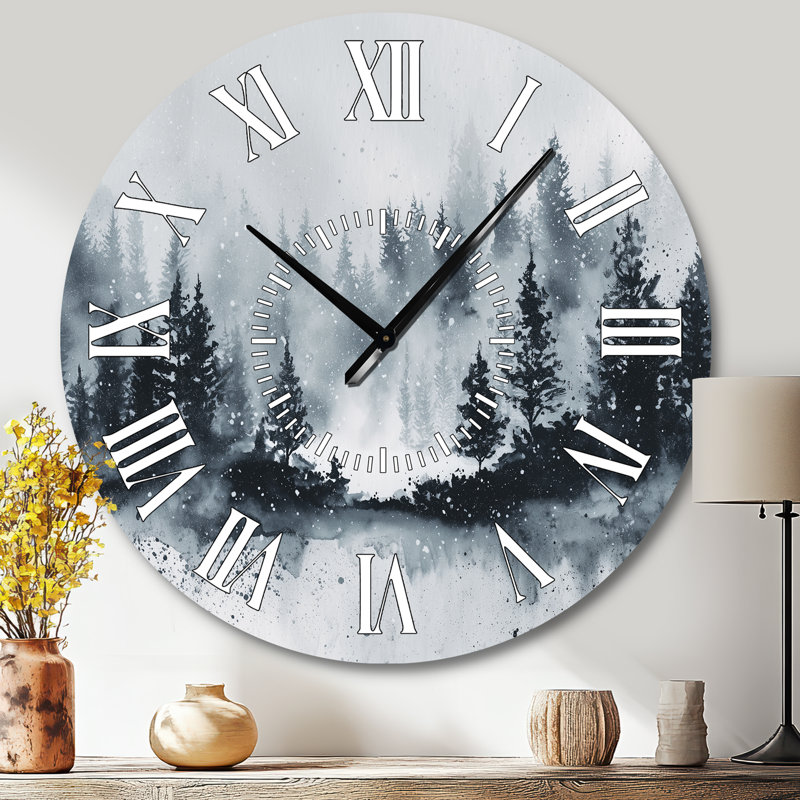Horloge murale Misty Winter Forest, Grand