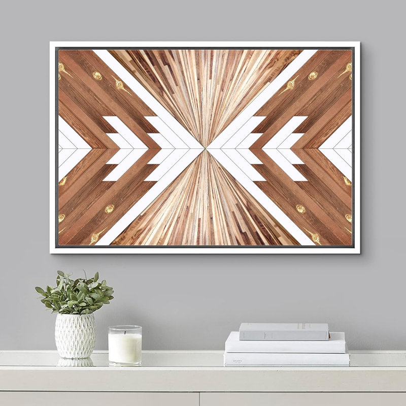 Panneaux à effet géométrique en bois brun à motif géométrique Western, Blanc, H 24 po x l 36 po
