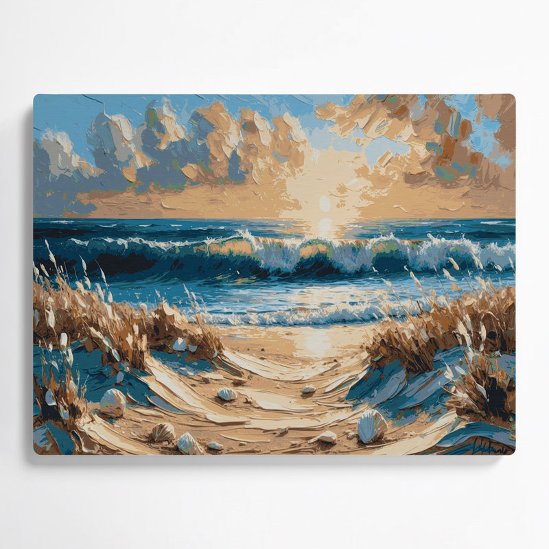 Coastal Sunny Beach, art mural en métal brun, H 20 po x l 30 po