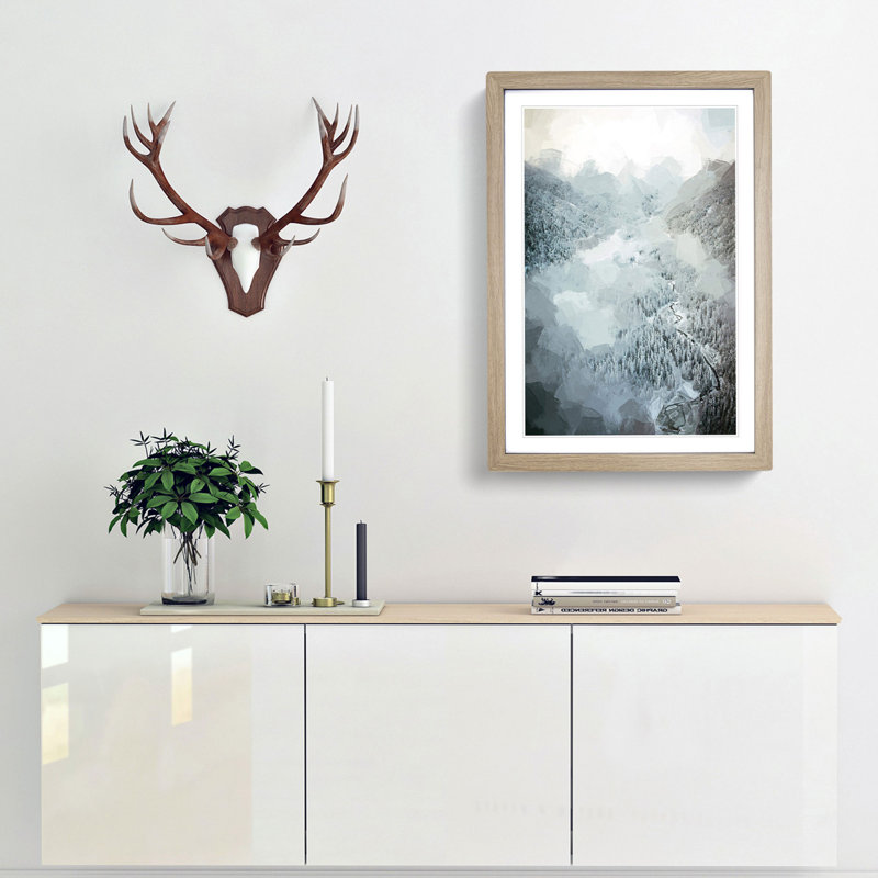 Forest in Winter in Abstract - Picture Frame Graphic Art Print, 48cm H x 36cm W x 2cm D, Oak Framed