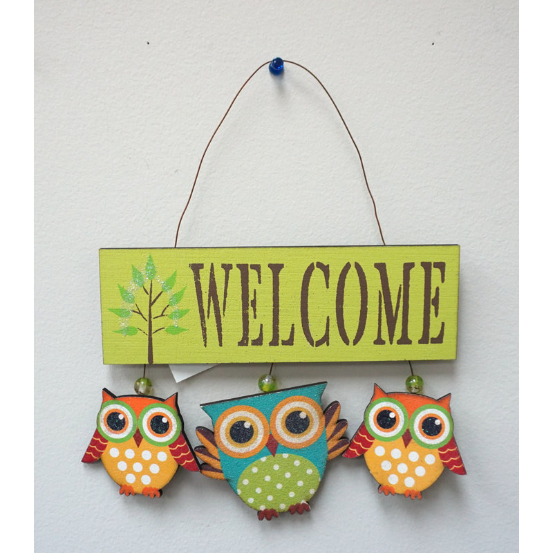 Ensemble de décoration murales 3 pièces hibou welcome