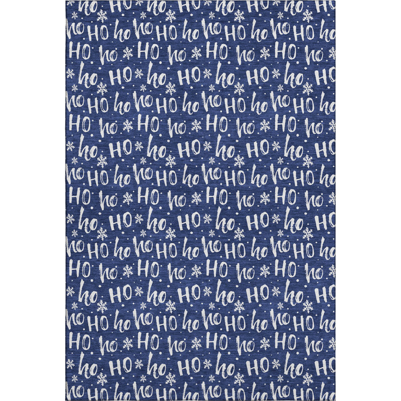 Premium Machine Washable Dockside AMF1814 HoHoHo Snowy Christmas Rug, Rectangle 8' x 10'