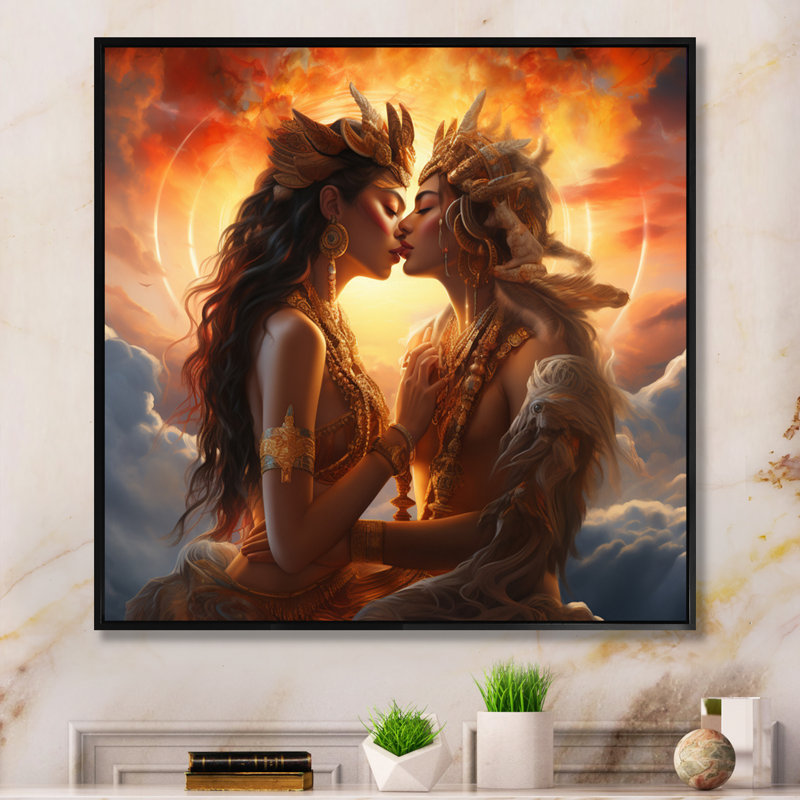 Design Art Sacred Love Divine Couple Kissing On Canvas Print | Wayfair