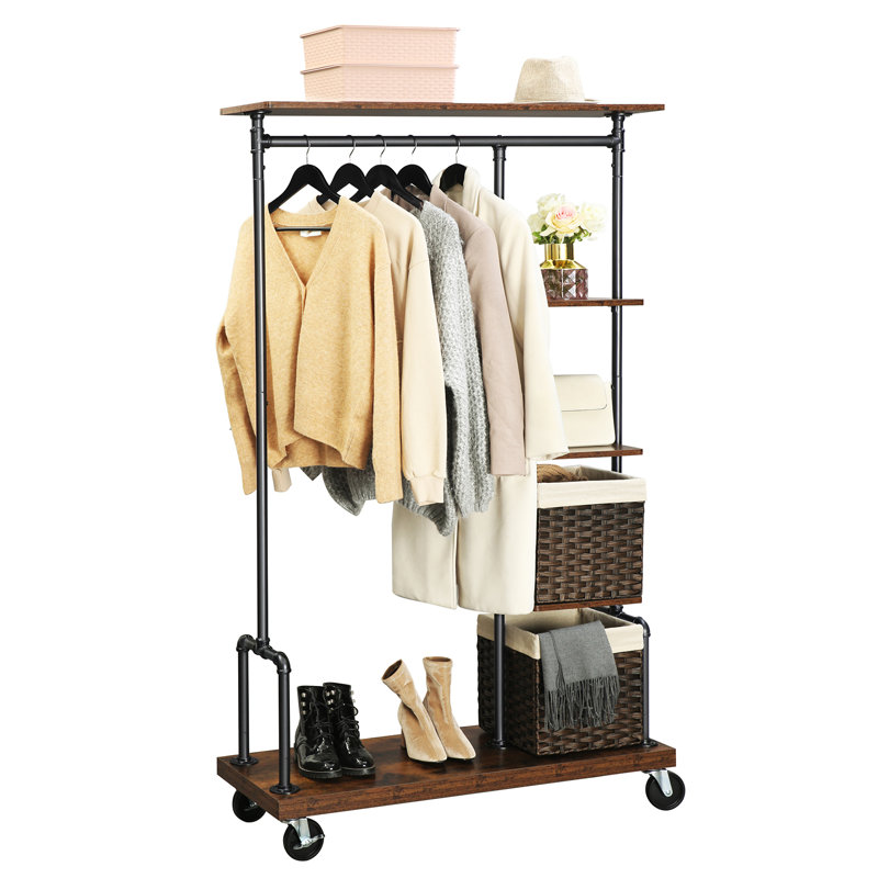 Durazo 103.5cm Rolling Industrial Pipe Clothing Rack