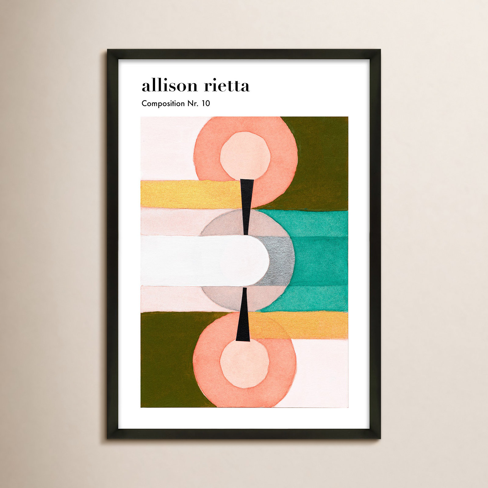 Composition Nr. 10 by Allison Rietta, Black Framed, 25" H x 17.5" W x 1.25" D