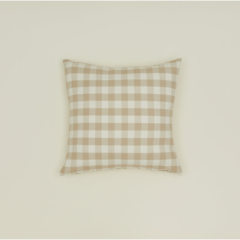Essential Gingham Square Pillow Cover & Insert, Ivory/Flax