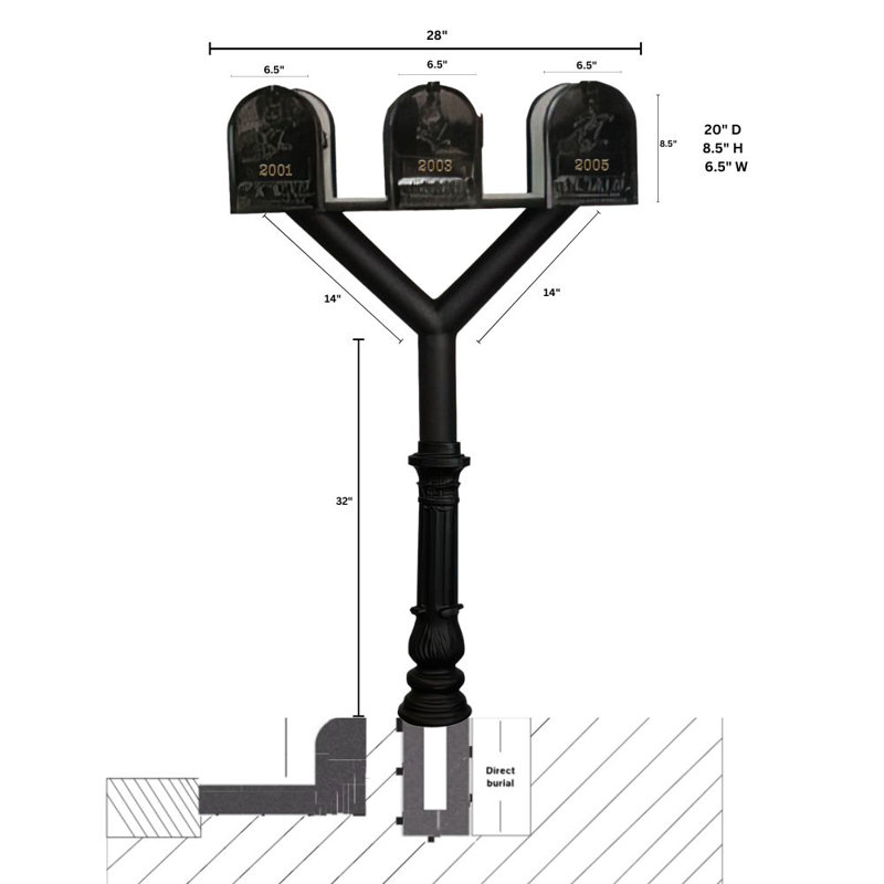 Poteau à ornements multiples H 70,875 po Penfield