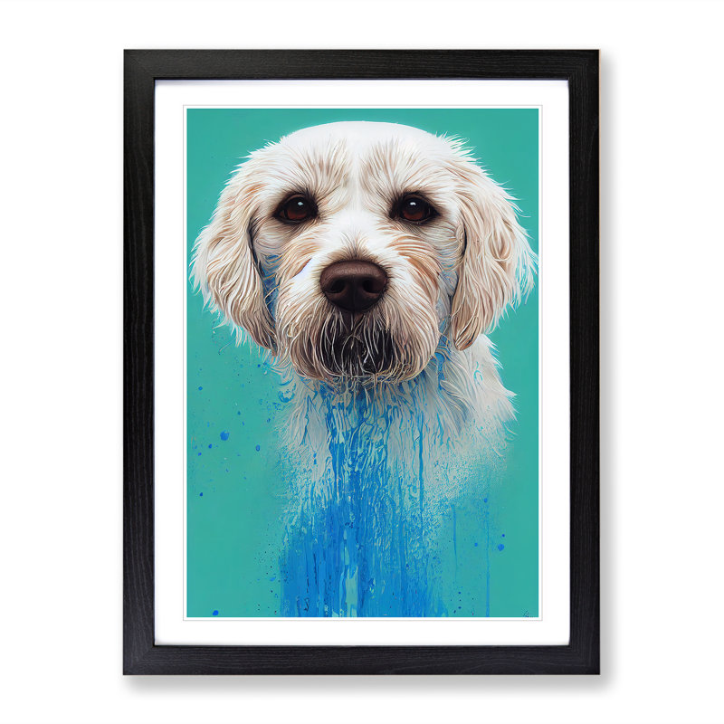 Dog In Paint - Single Picture Frame Print, 34cm H x 25cm W x 2cm D, Black