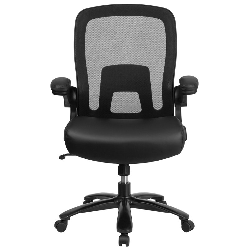 Hercules Hound Big & Tall LeatherSoft Swivel Office Chair with Flip-Up Arms