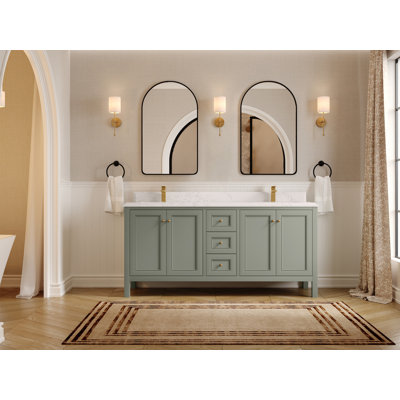 Nashville X P 22 po Meuble-lavabo double en D blanc