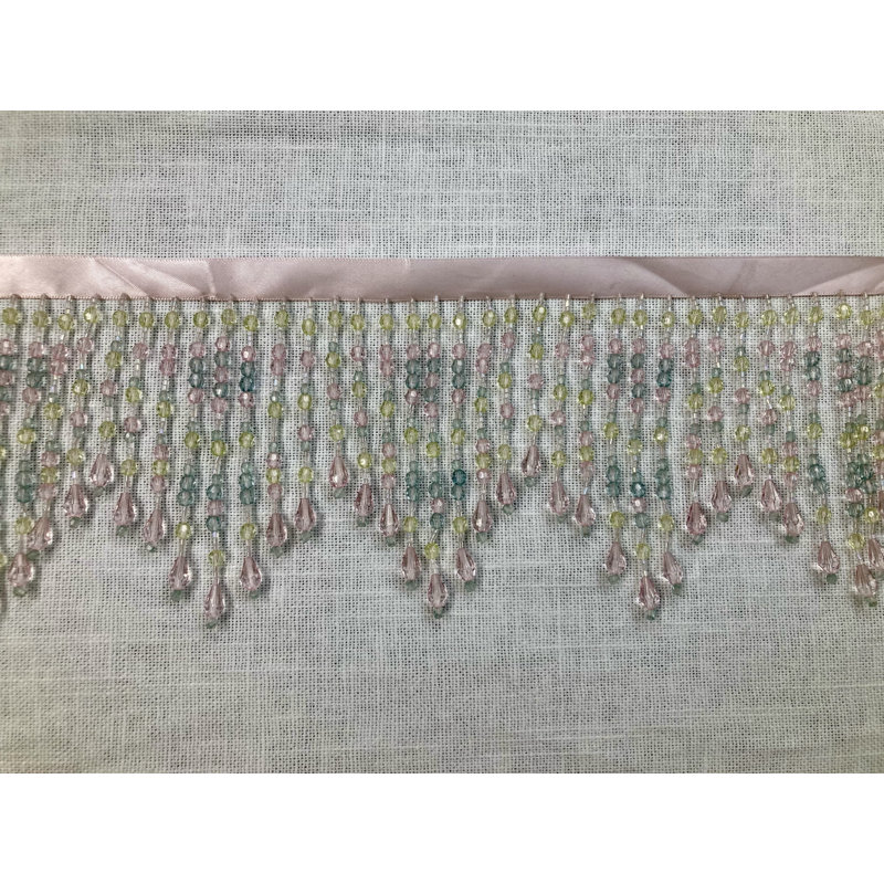 Frange de cristal perlé garniture 5,5 "de largeur à la main pastel irisé Cbf-38/18