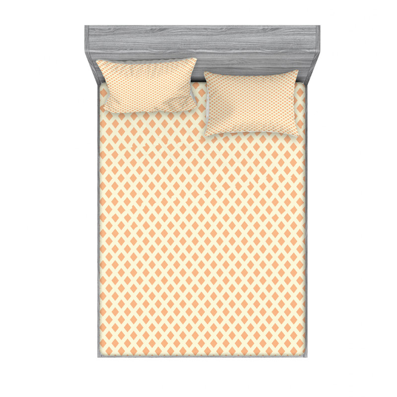 Microfiber Geometric Sheet Set, Queen Sheet Set with Fitted Sheet