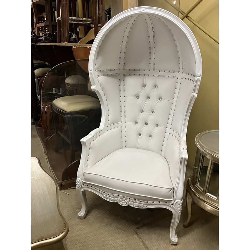 Keavie Upholstered Accent Chair, White, White Polyester