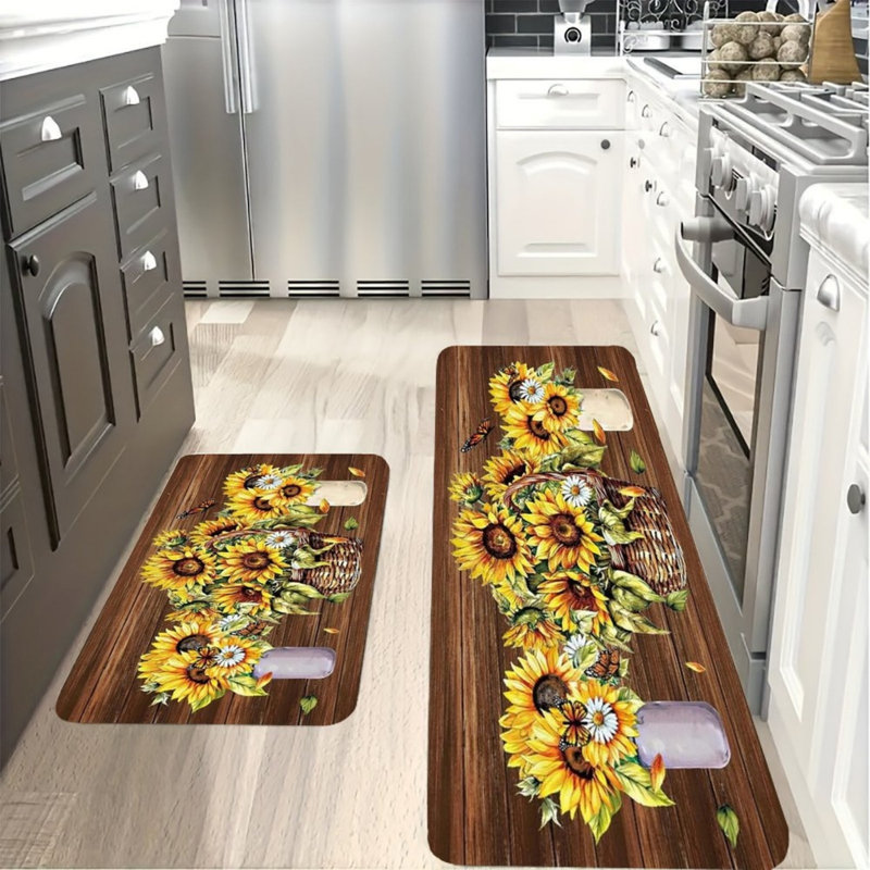 Tapis de cuisine tournesol et papillon