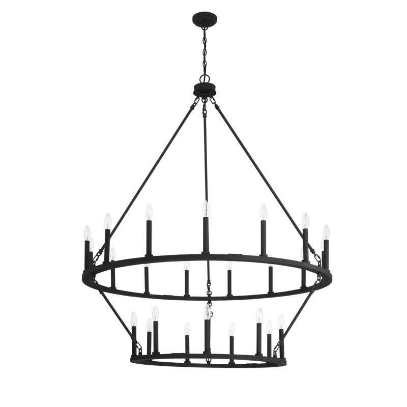 Adriana 24 - Light Living Room Dimmable Steel Wagon Wheel Chandelier UL Certified