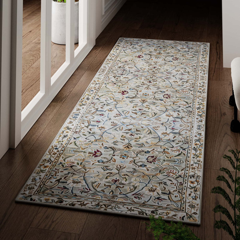 Floral Non-Slip Machine Washable Farmhouse Modern Area Rug in Green/Yellow/Cream/Colorful for Living Room, Bedroom, Hallway Runner Indoor Rugs